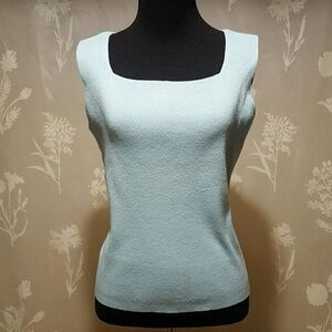 Blue‎ Square Neck Sleeveless Knit Tank Top Medium